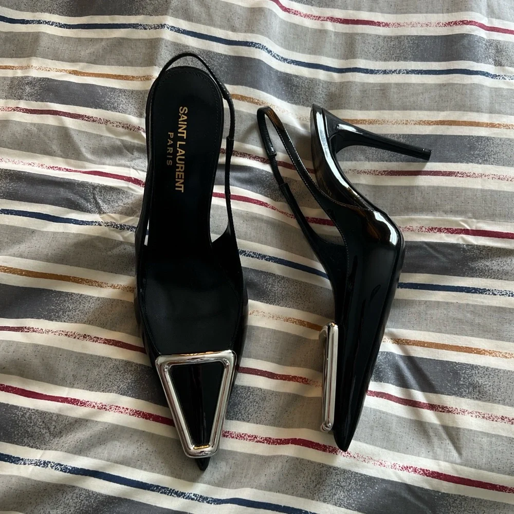 NWOT Saint Laurent Avenue Slingback Heels - Picture 7 of 9